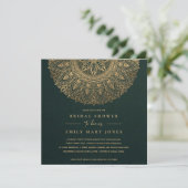GREEN GOLD CLASSIC VERZIERT MANDALA BRAUTPARTY EINLADUNG (Stehend Vorderseite)