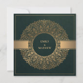 GREEN GOLD CLASSIC VERZIERT MANDALA BRAUTPARTY EINLADUNG (Rückseite)