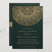 GREEN GOLD CLASSIC VERZIERT MANDALA BRAUTPARTY EINLADUNG (Vorne/Hinten)