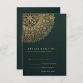 GREEN GOLD CLASSIC VERZIERT MANDALA WEDD RSVP (Vorne/Hinten)