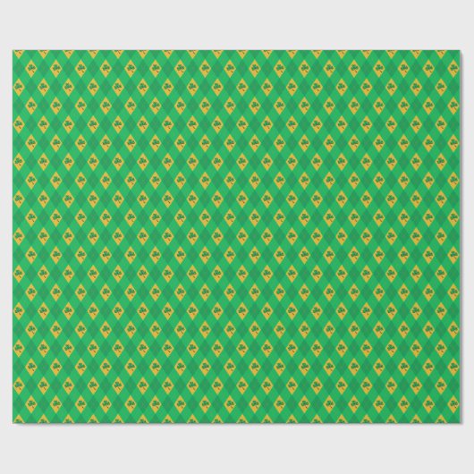 Green & Gold Clover Kleine Raute St. Patrick's Day Geschenkpapier (Flach)