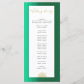 Green Gold Colored Wedding Program im indischen St Programm (Rückseite)