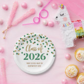 Green Gold Confetti Graduation 2026 Pappteller (Party)