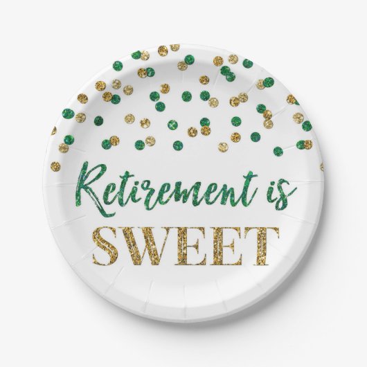 Green Gold Confetti Retirement ist Sweet Pappteller (Vorderseite)