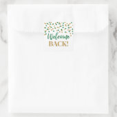 Green Gold Confetti Welcome Back Square Aufkleber (Tasche)