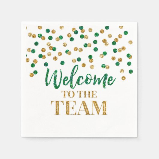 Green Gold Confetti Willkommen im Team Napkins Serviette (Vorderseite)