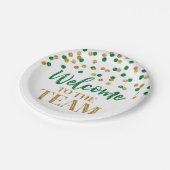 Green Gold Confetti Willkommen im Team Pappteller (Schrägansicht)