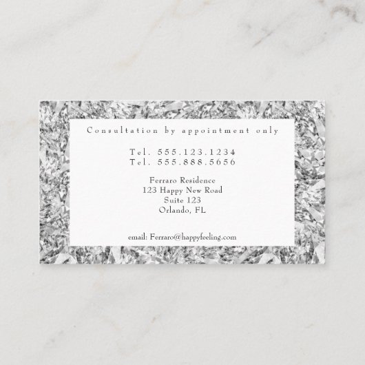 Green Gold Crystal Ball & Diamond Fortune Telling Visitenkarte (Rückseite)