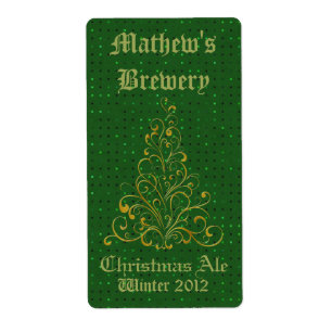 Green & Gold Custom Holiday Beer Labels