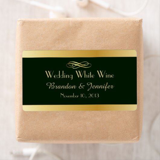 Green & Gold Custom Wedding Mini Wine Labels (Insitu)