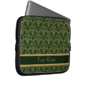 Green & Gold Damask Muster Laptopschutzhülle (Vorne Rechts)
