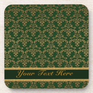 Green & Gold Damask Muster Untersetzer