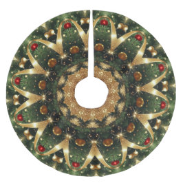 Green Gold Decorative Christmas Tree Skirt Polyester Weihnachtsbaumdecke