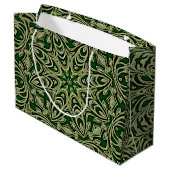 Green Gold Decorative Gift Bag Große Geschenktüte (Rückseite Schrägansicht)