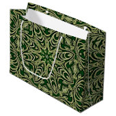 Green Gold Decorative Gift Bag Große Geschenktüte (Vorderseite Schrägansicht)