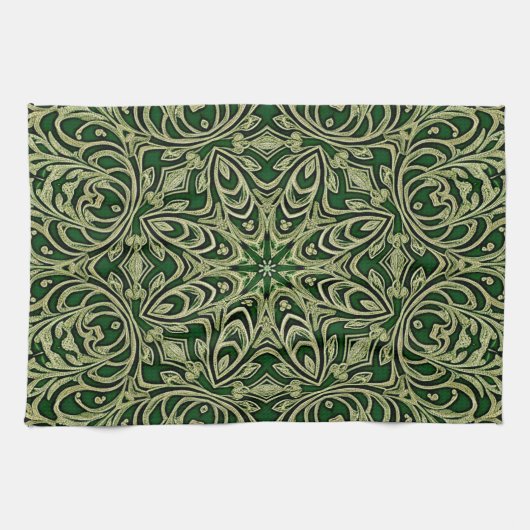 Green Gold Decorative Holiday Kitchen Towel Geschirrtuch (Horizontal)