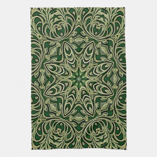 Green Gold Decorative Holiday Kitchen Towel Geschirrtuch (Vertikal)