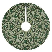 Green Gold Decorative Holiday Tree Skirt