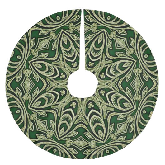 Green Gold Decorative Holiday Tree Skirt Polyester Weihnachtsbaumdecke (Vorderseite)