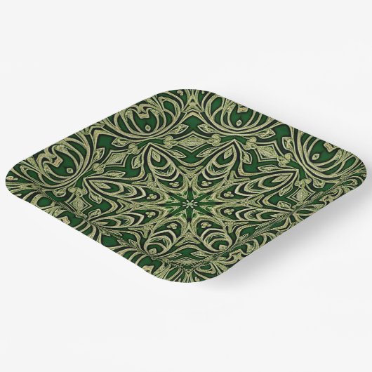 Green Gold Decorative Paper Plate Pappteller (Gewinkelt)