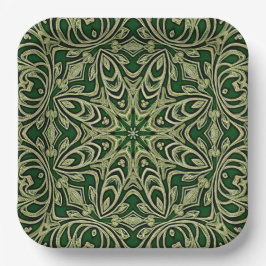 Green Gold Decorative Paper Plate Pappteller