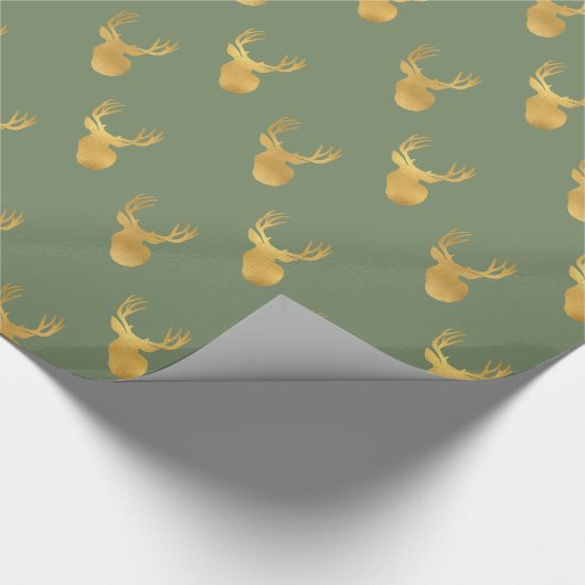 Green Gold Deer   Geschenkpapier (Ecke)