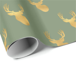 Green Gold Deer   Geschenkpapier