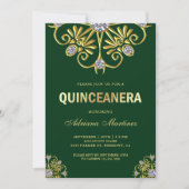 Green Gold Diamond Mandala Quinceanera Einladung (Vorderseite)