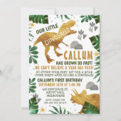 Green Gold Dinosaur Geburtstagsparty Einladung (Vorderseite)