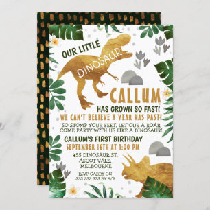 Green Gold Dinosaur Geburtstagsparty Einladung