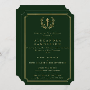 Green/Gold Doktor der Osteopathischen Medizin Grad Einladung