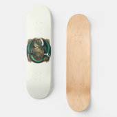 Green & Gold Dragon mit Schild Skateboard (Vorderseite)