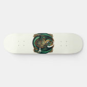 Green & Gold Dragon mit Schild Skateboard (Horizontal)
