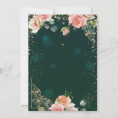 Green Gold Dress Tiara, Diamonds Rose Quinceañera Einladung (Rückseite)