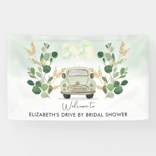 Green Gold Drive by Brautparty Willkommen Banner (Horizontal)