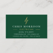 Green Gold Electrician QR Code Modern Visitenkarte (Vorderseite)