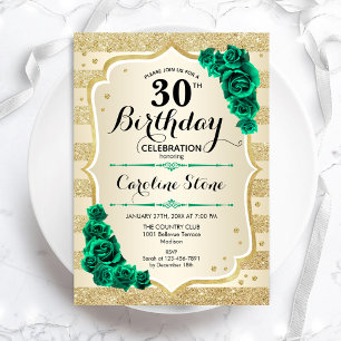 Green Gold Elegant Floral 30. Geburtstag Einladung