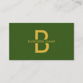 Green & Gold elegante Monogram Moderne Beruflich Visitenkarte (Vorderseite)