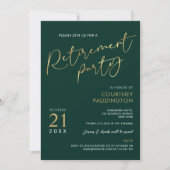 Green & Gold Elegantes Corporate Retirement Party Einladung (Vorderseite)