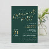 Green & Gold Elegantes Corporate Retirement Party Einladung (Stehend Vorderseite)