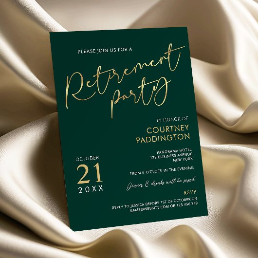 Green & Gold Elegantes Corporate Retirement Party Einladung