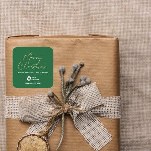 Green Gold Elegantes Weihnachts-Logo-Geschäft Quadratischer Aufkleber