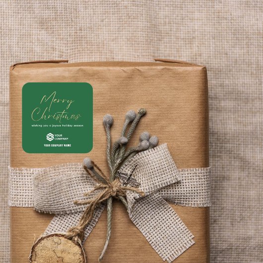 Green Gold Elegantes Weihnachts-Logo-Geschäft Quadratischer Aufkleber