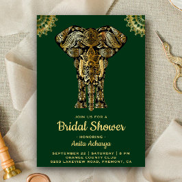 Green Gold Elephant Indian Brautparty Einladung