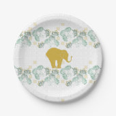 Green & Gold Elephant Safari Jungle Zoo Pappteller (Vorderseite)