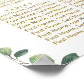 Green Gold Elephant Taufe Seating Chart Poster (Ecke)