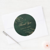 Green Gold Emerald Botanical Wedding Thank you Runder Aufkleber (Umschlag)