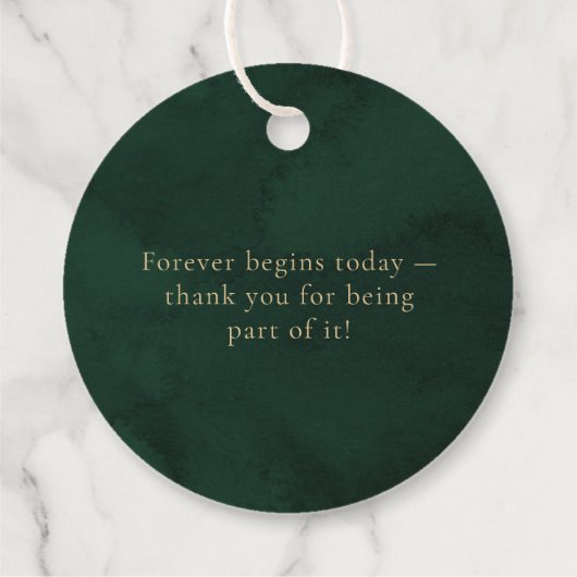 Green Gold Emerald Botanical Wedding Vielen Dank Geschenkanhänger (Rückseite)