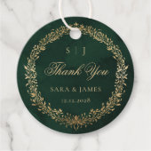 Green Gold Emerald Botanical Wedding Vielen Dank Geschenkanhänger (Vorderseite)