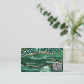 Green Gold Emerald Business Card mit Ihrem QR Code Visitenkarte (Stehend Vorderseite)